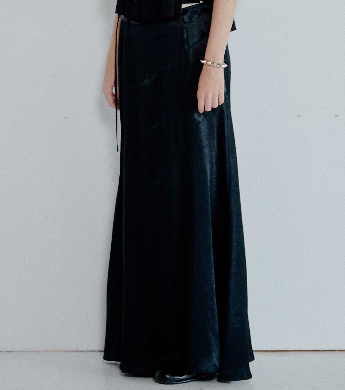 Solid Satin Maxi Skirt