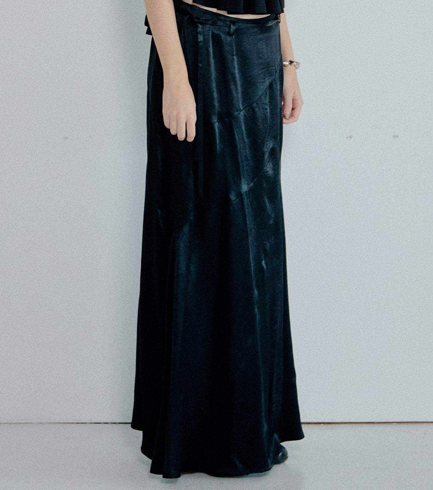 Solid Satin Maxi Skirt