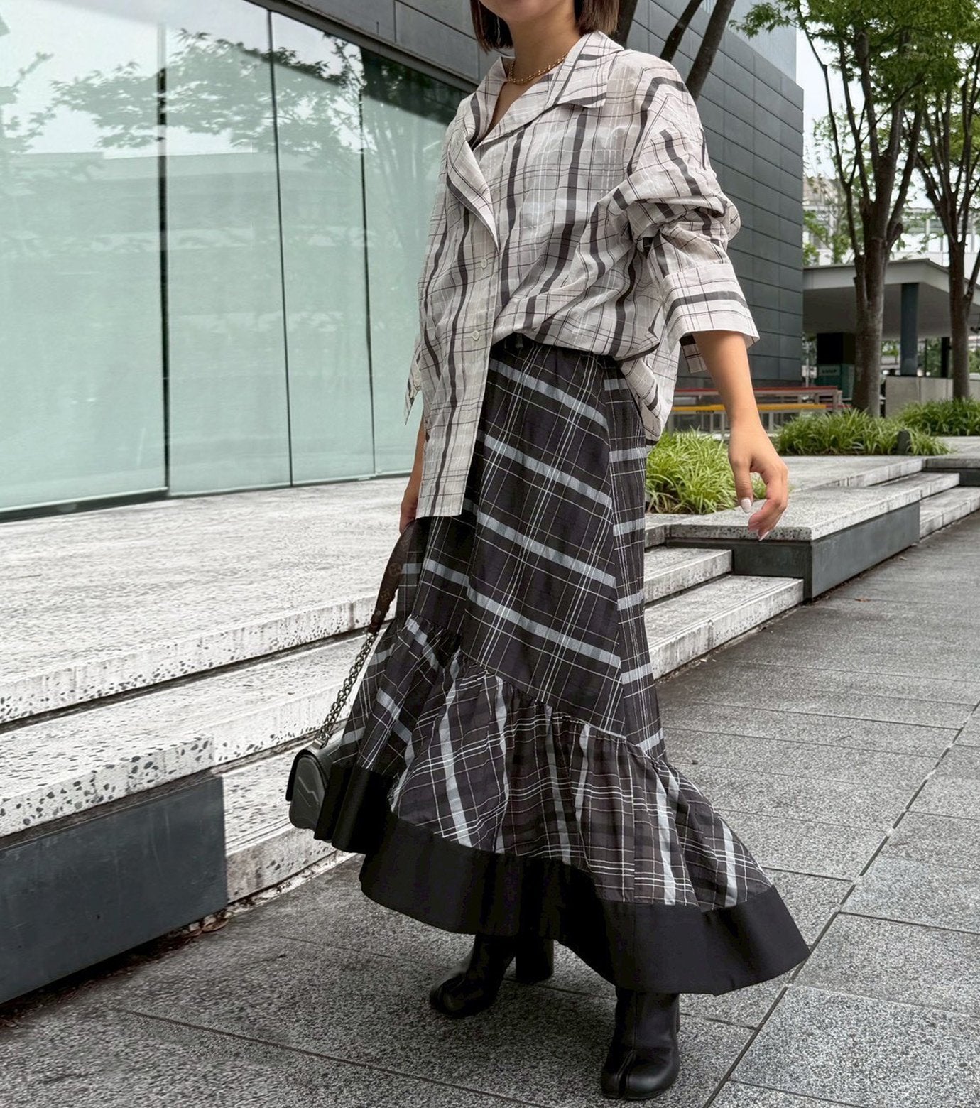 Sheer Plaid Skirt