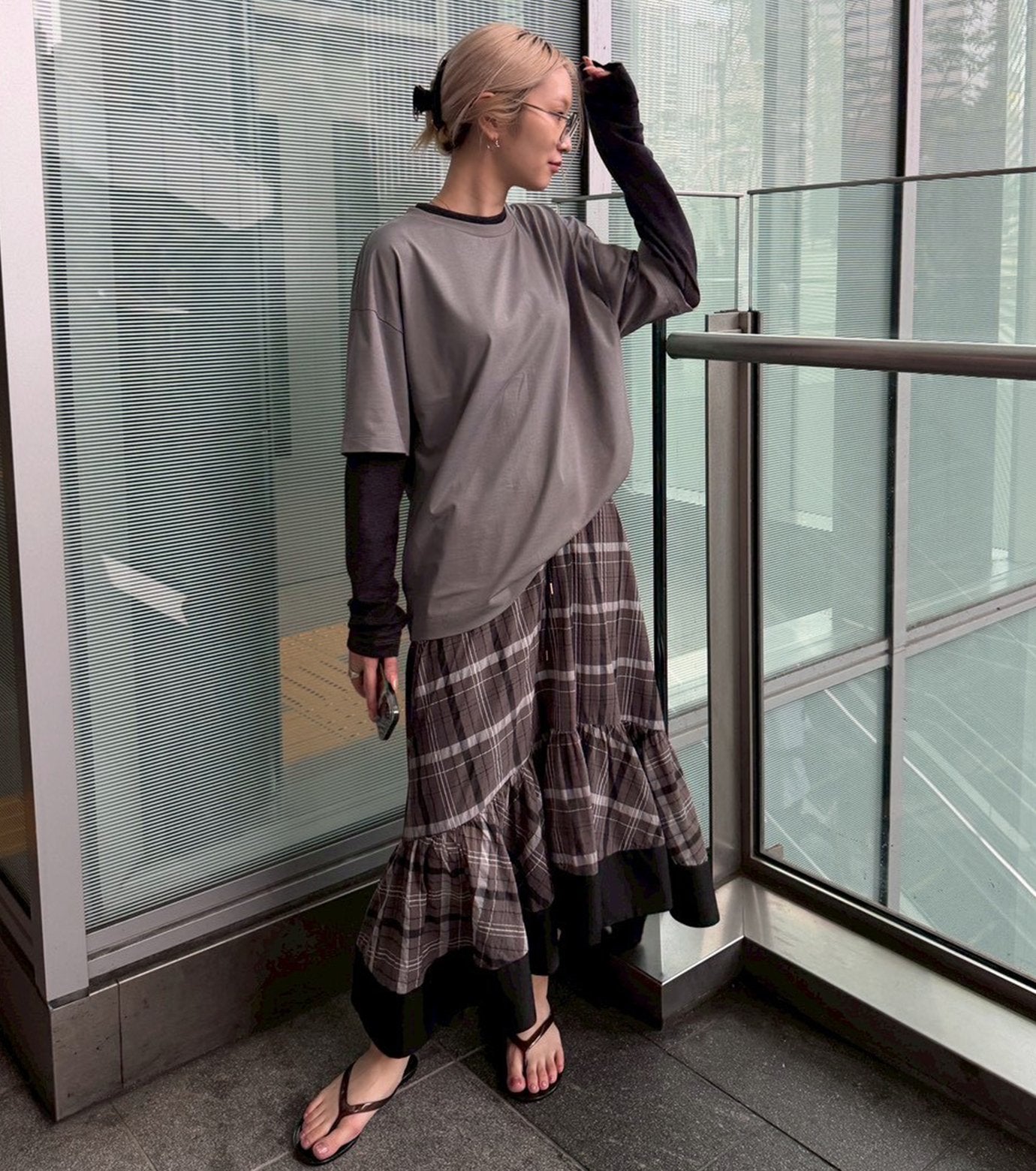 Sheer Plaid Skirt