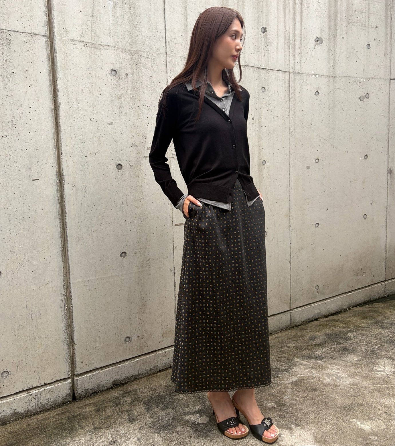 Floral Jacquard Midi Skirt