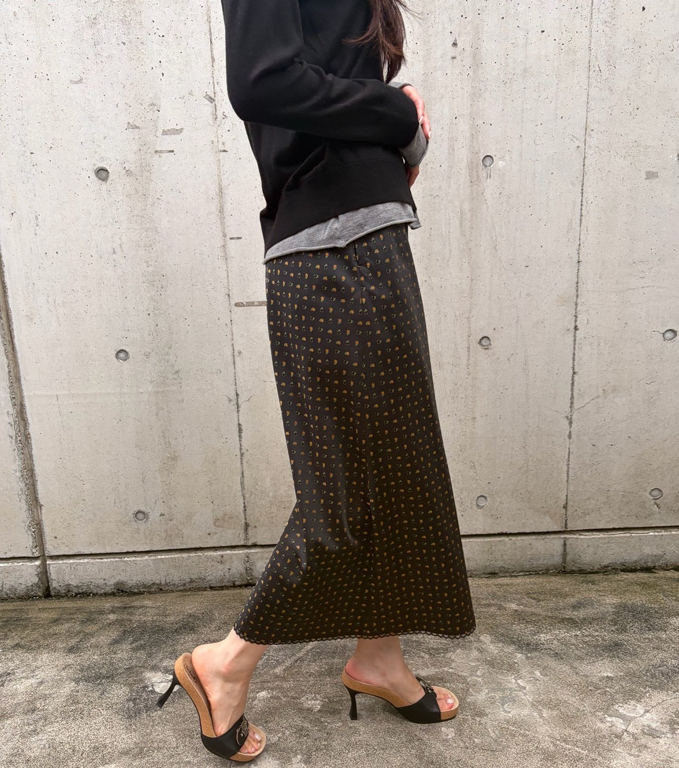 Floral Jacquard Midi Skirt