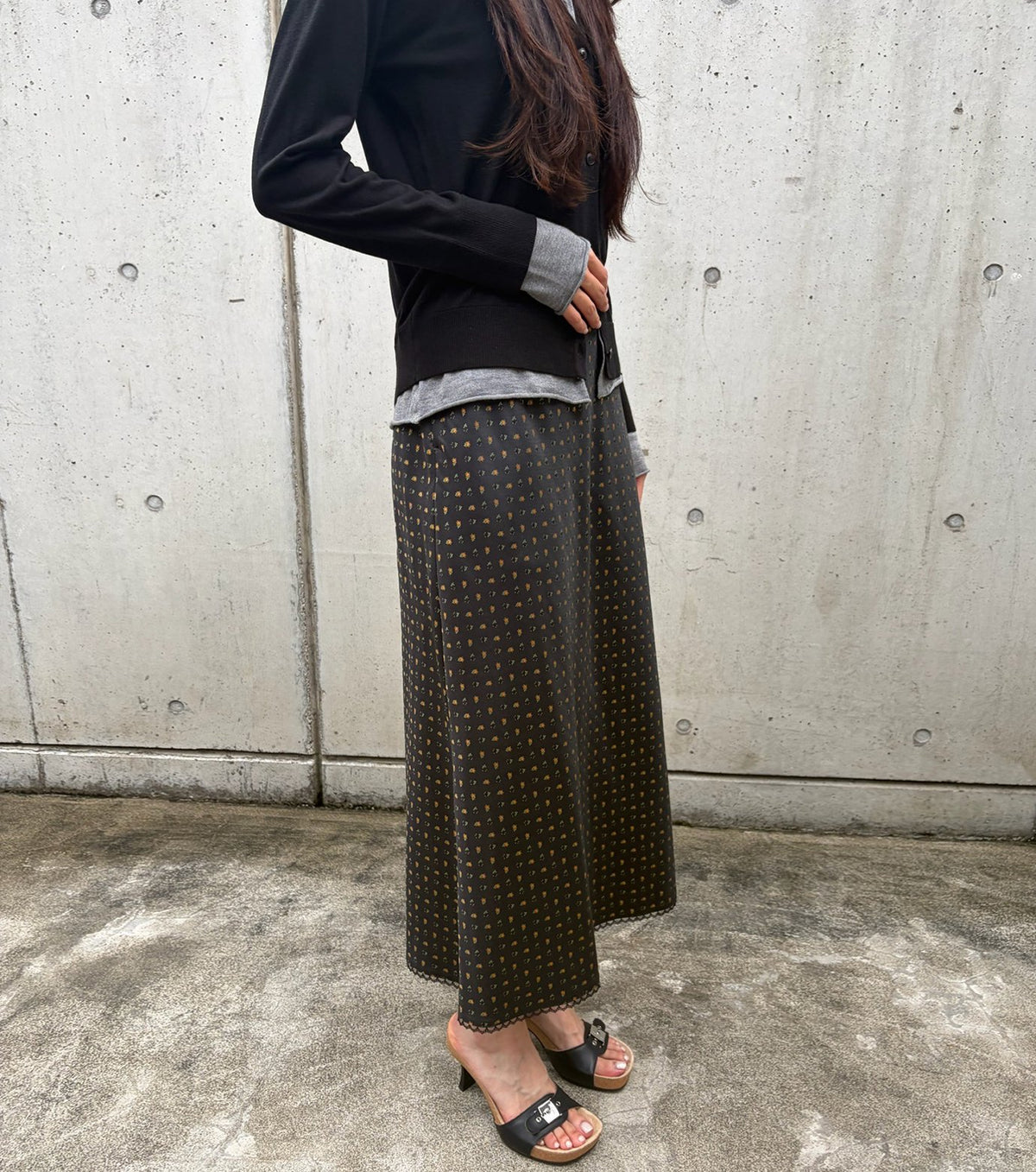 Floral Jacquard Midi Skirt