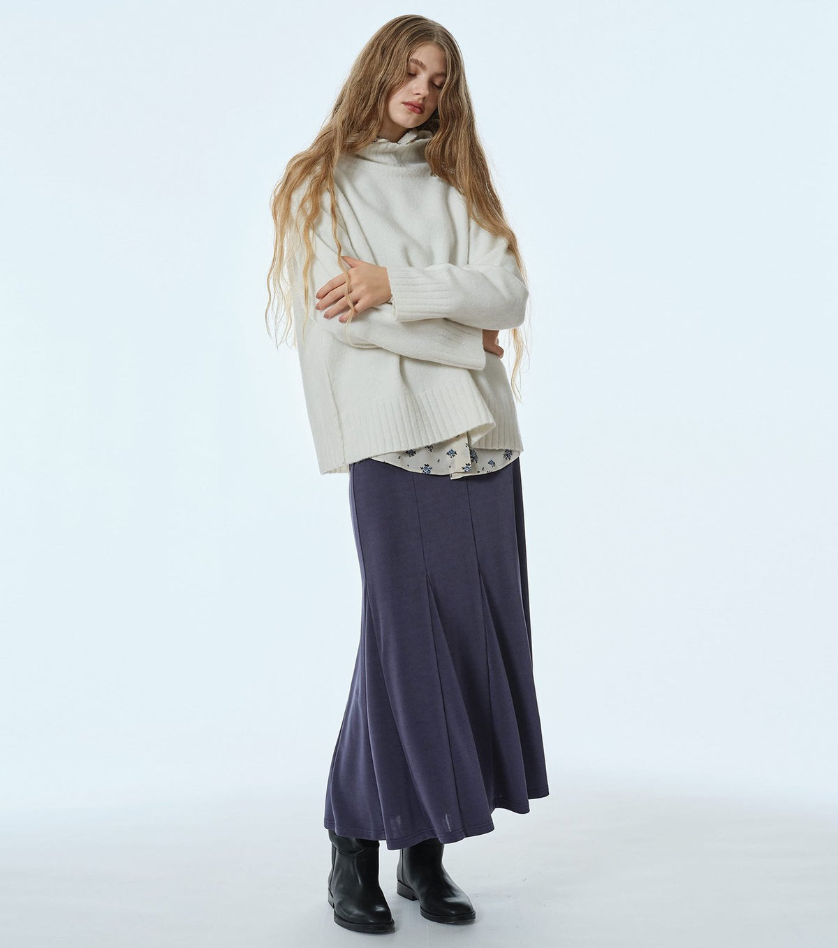 Glossy Jersey Maxi Skirt