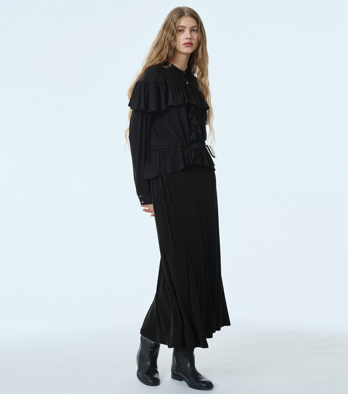 Glossy Jersey Maxi Skirt