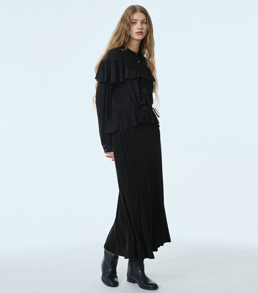 Glossy Jersey Maxi Skirt