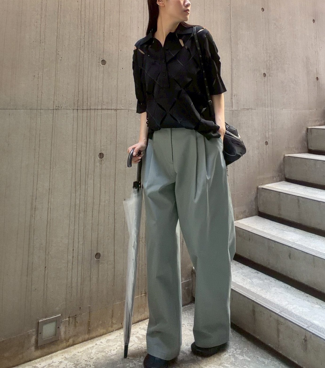 Gloss-Finish Chino Pants