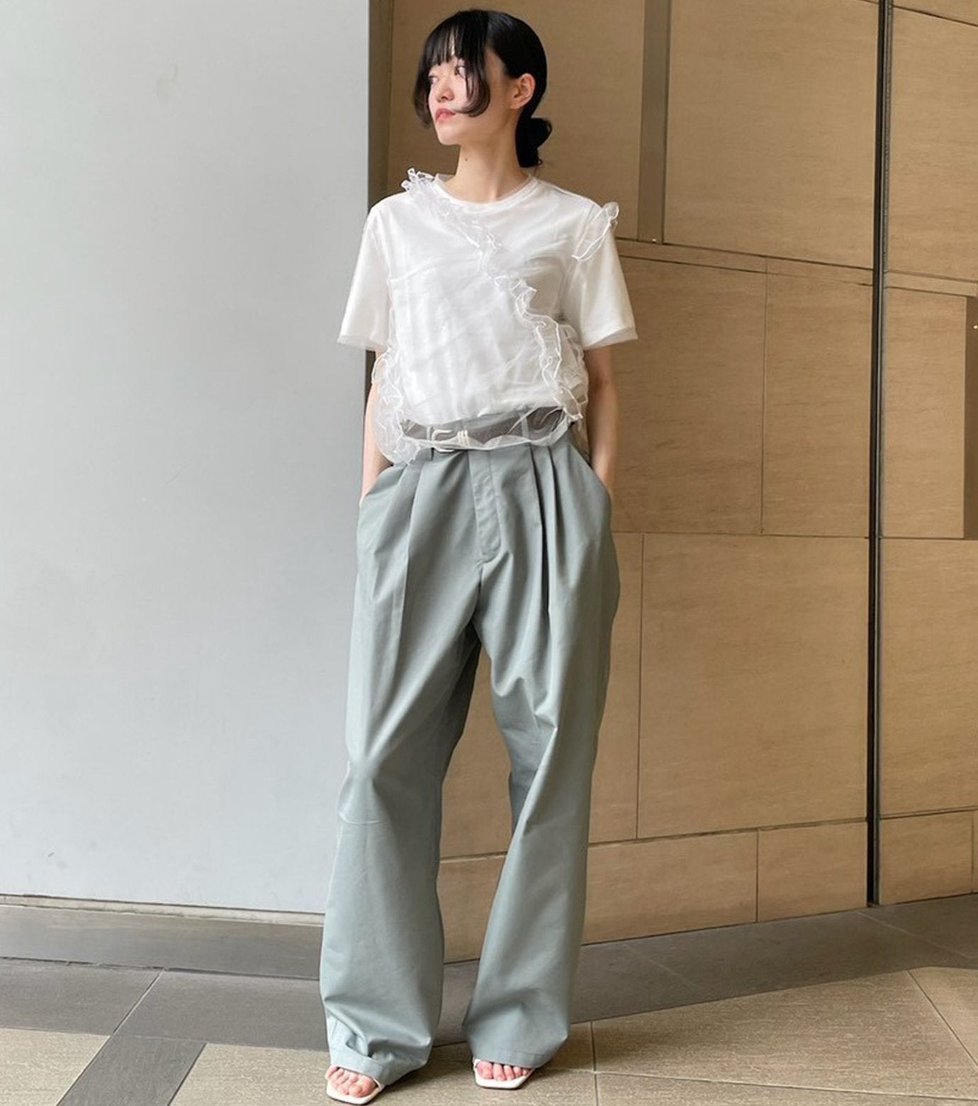 Gloss-Finish Chino Pants