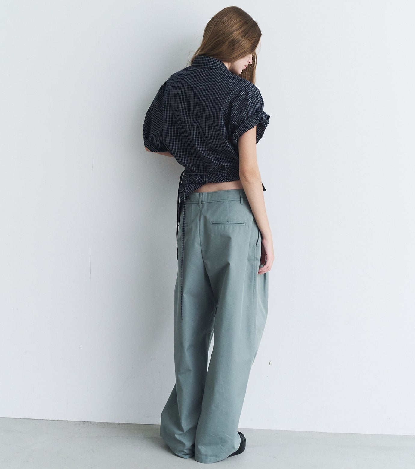Gloss-Finish Chino Pants