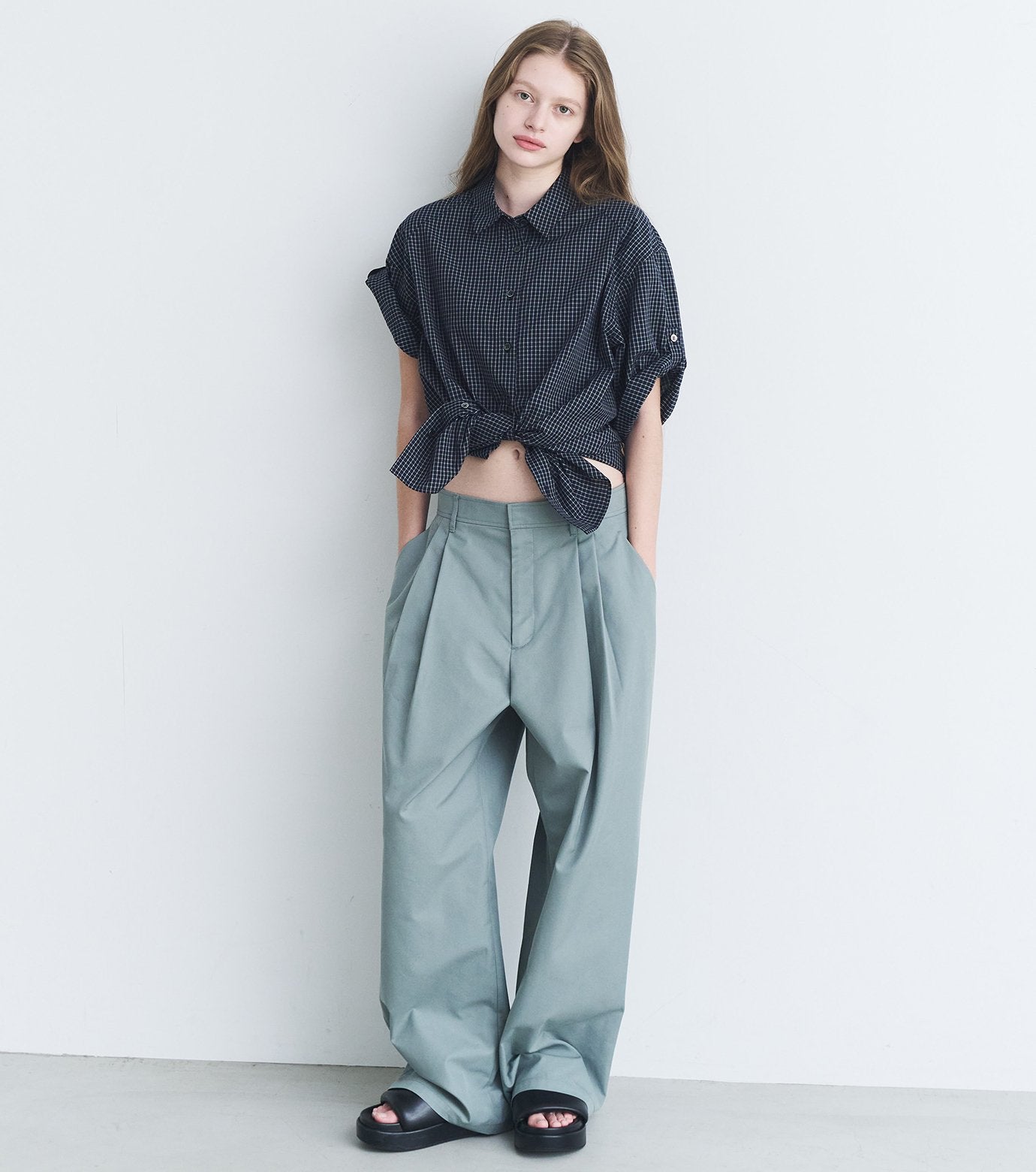 Gloss-Finish Chino Pants
