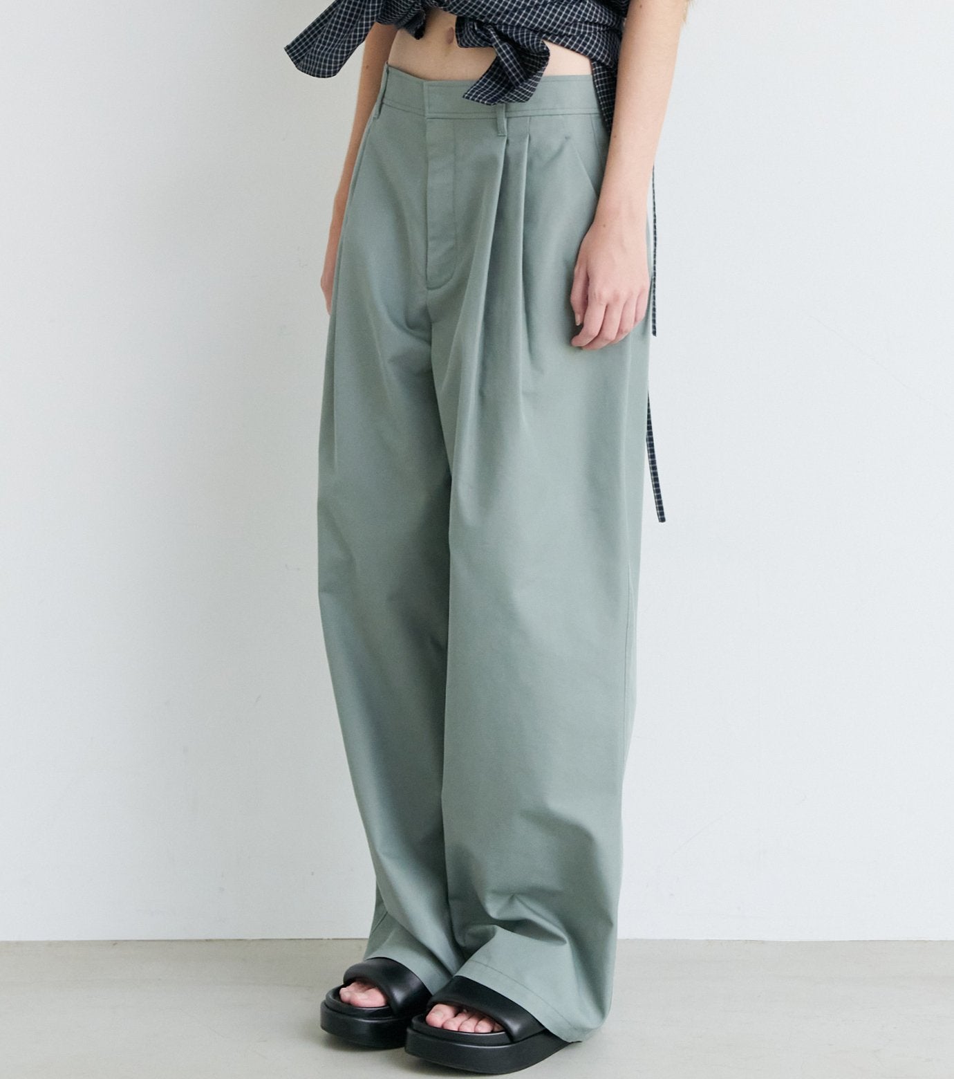 Gloss-Finish Chino Pants
