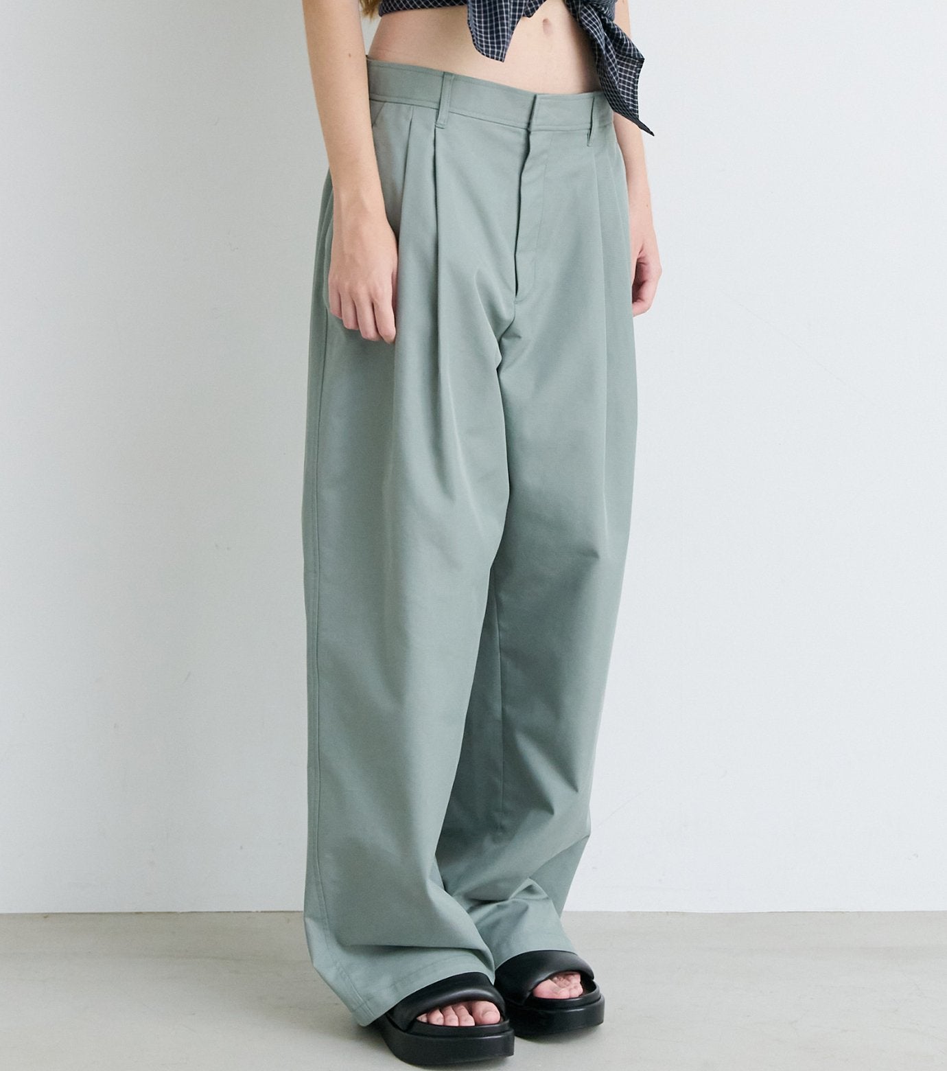 Gloss-Finish Chino Pants