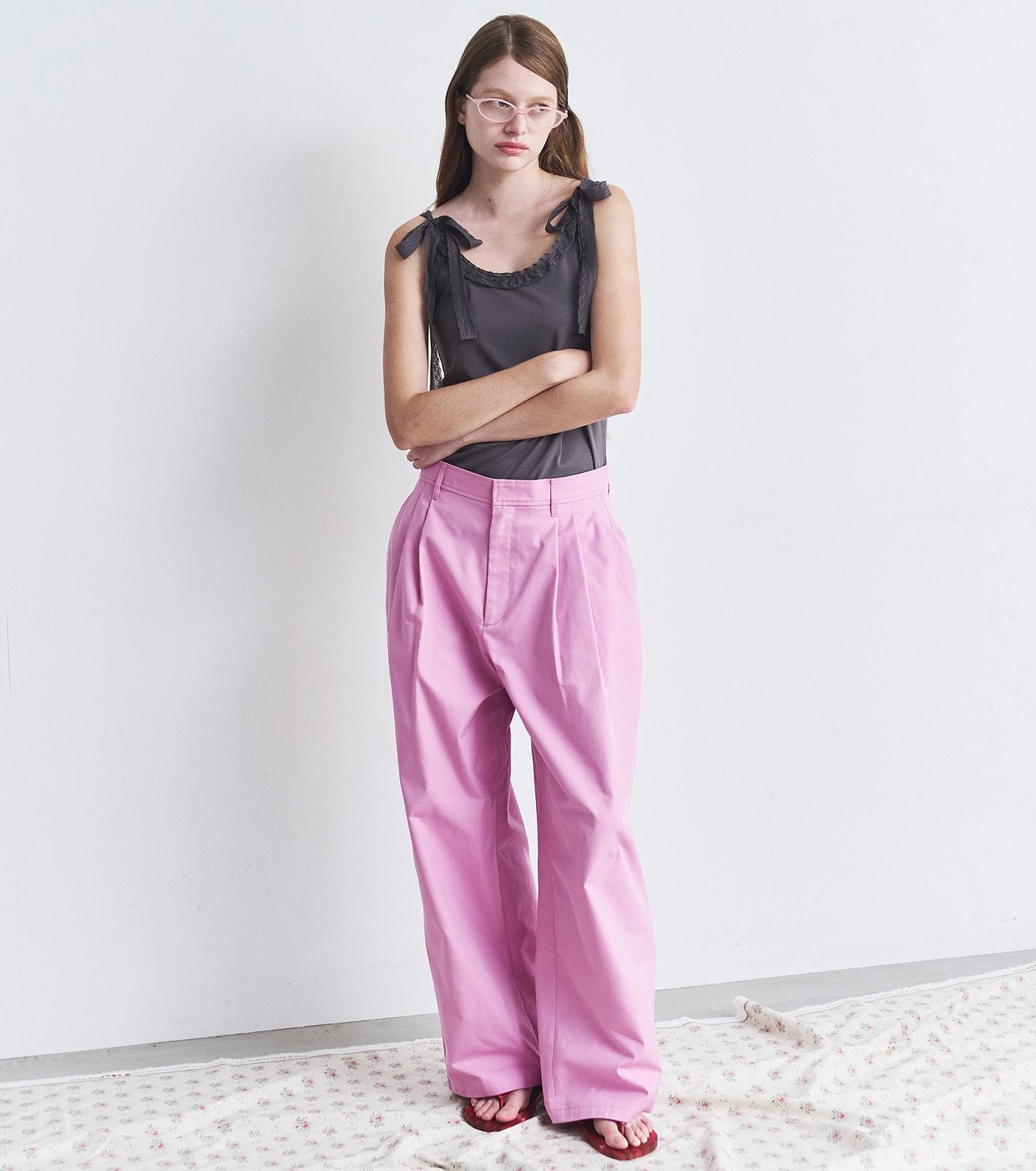Gloss-Finish Chino Pants