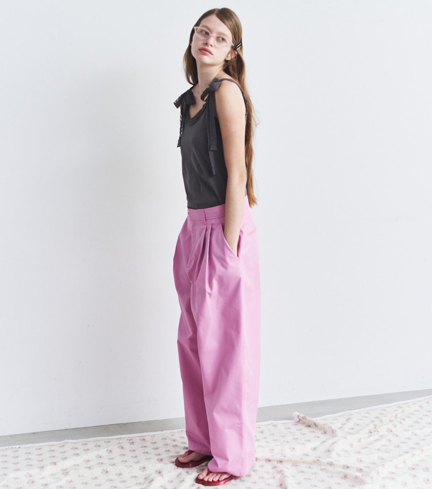 Gloss-Finish Chino Pants