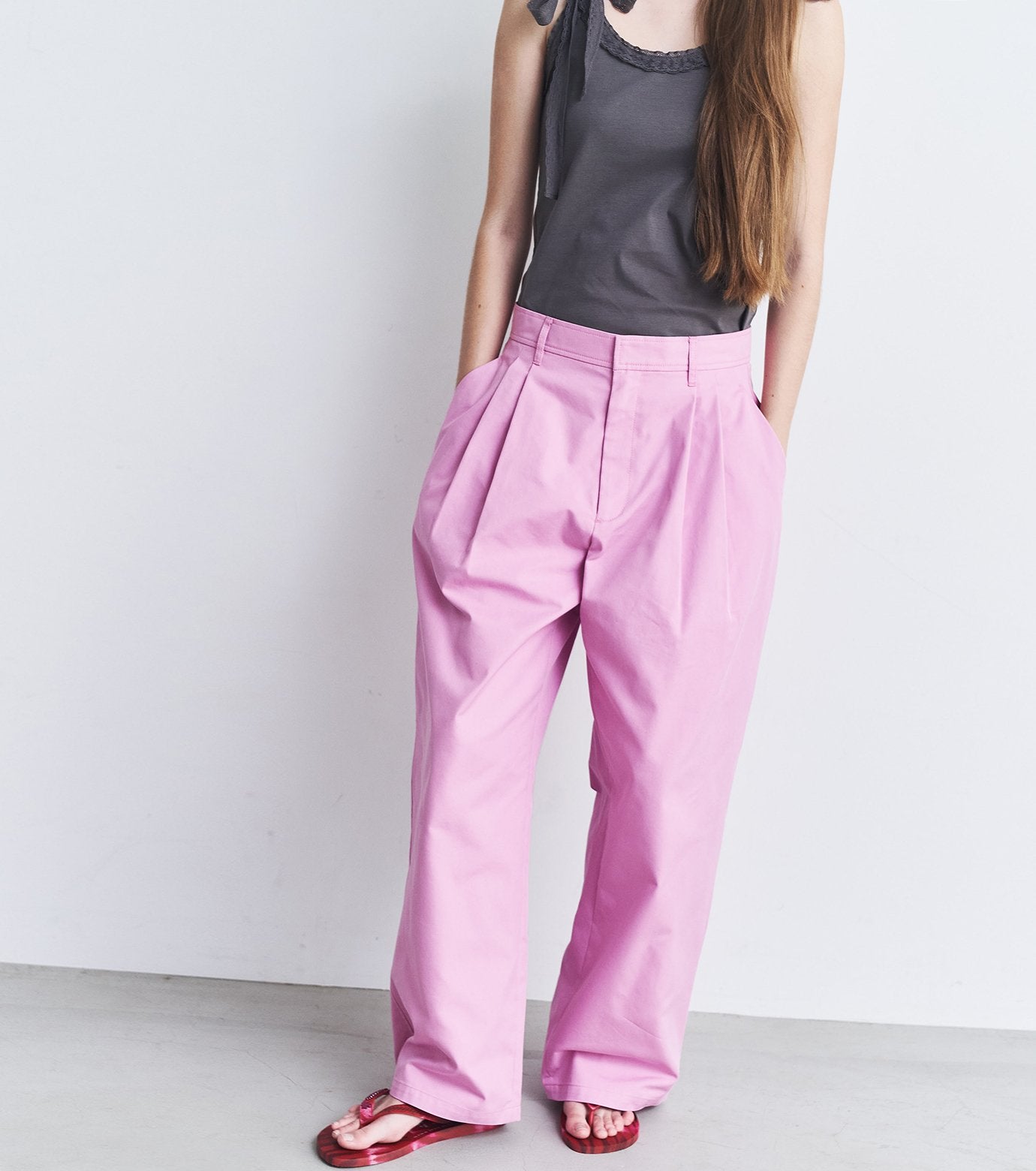 Gloss-Finish Chino Pants