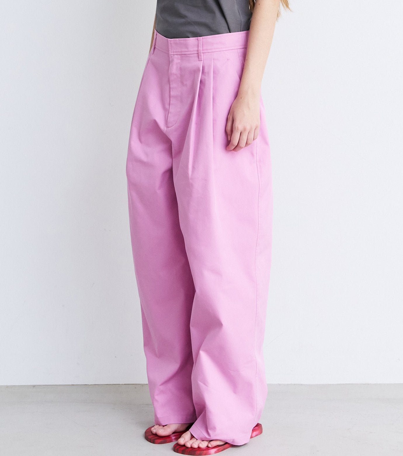 Gloss-Finish Chino Pants