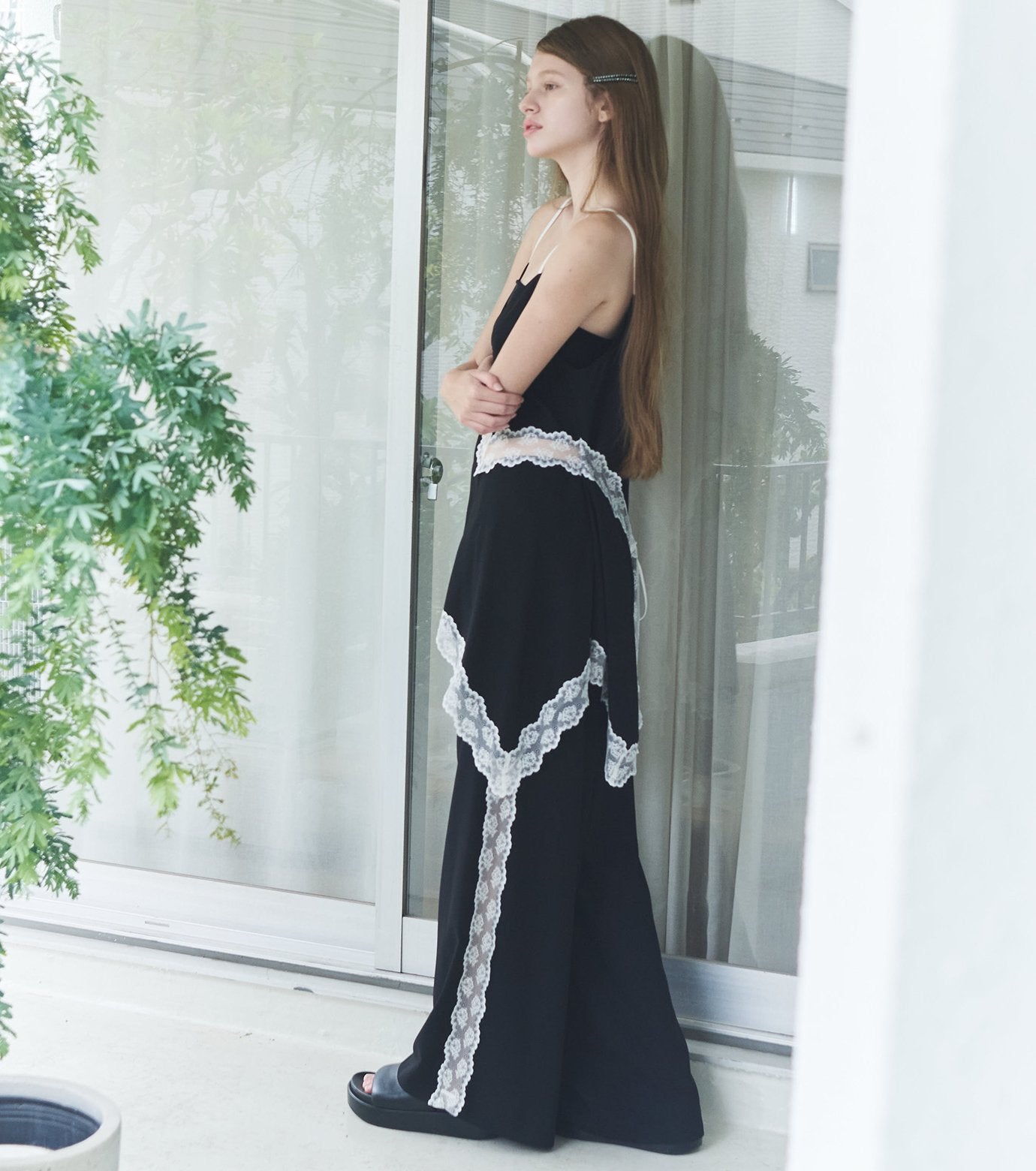Side Lace-Trim Jogger Pants