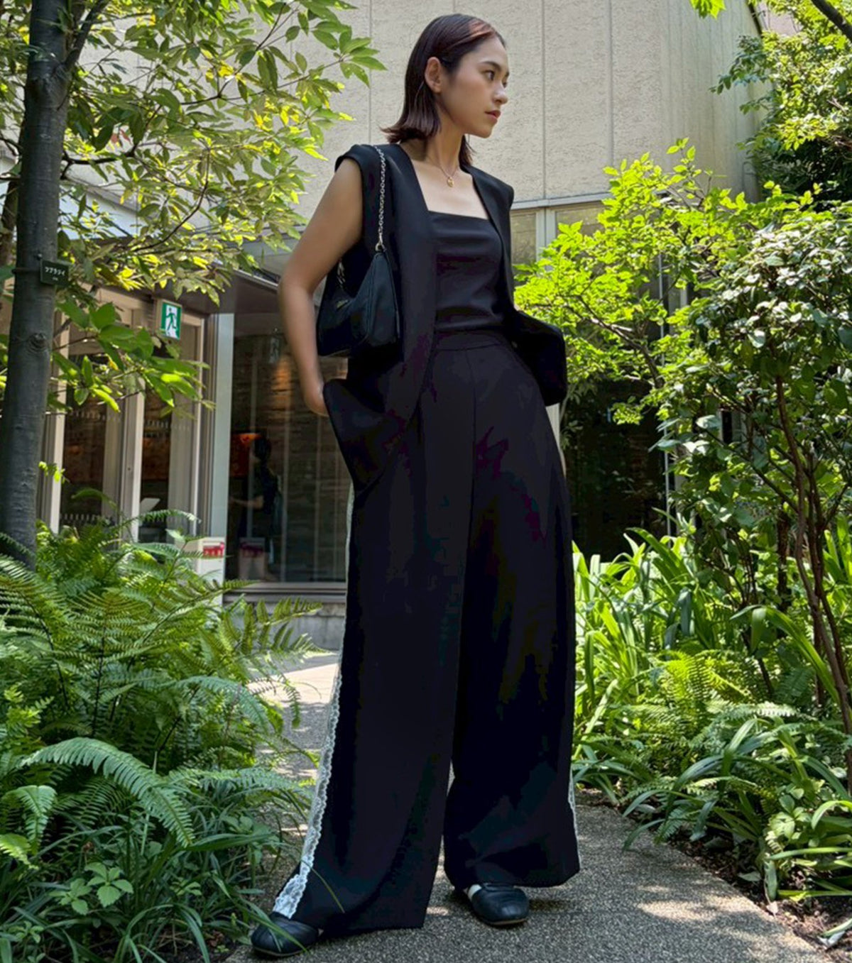 Side Lace-Trim Jogger Pants