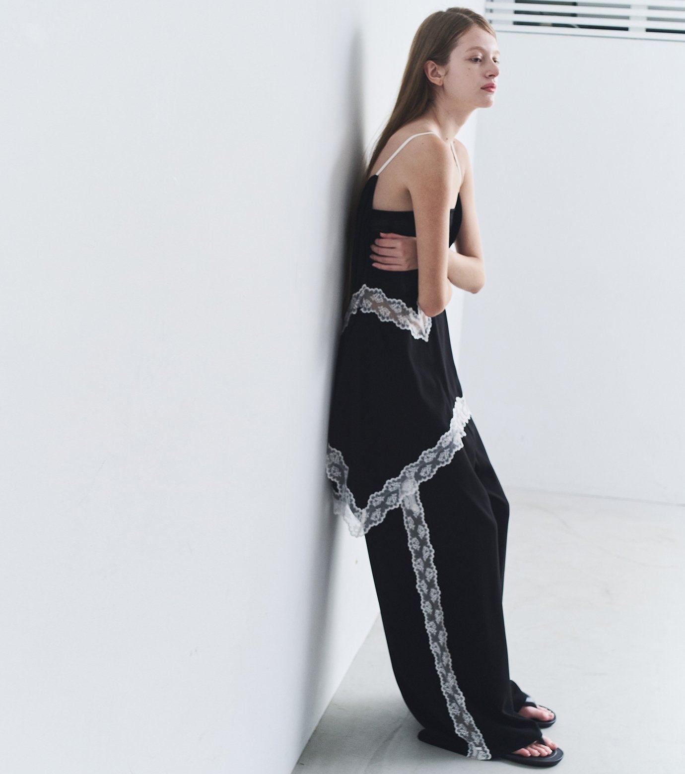 Side Lace-Trim Jogger Pants