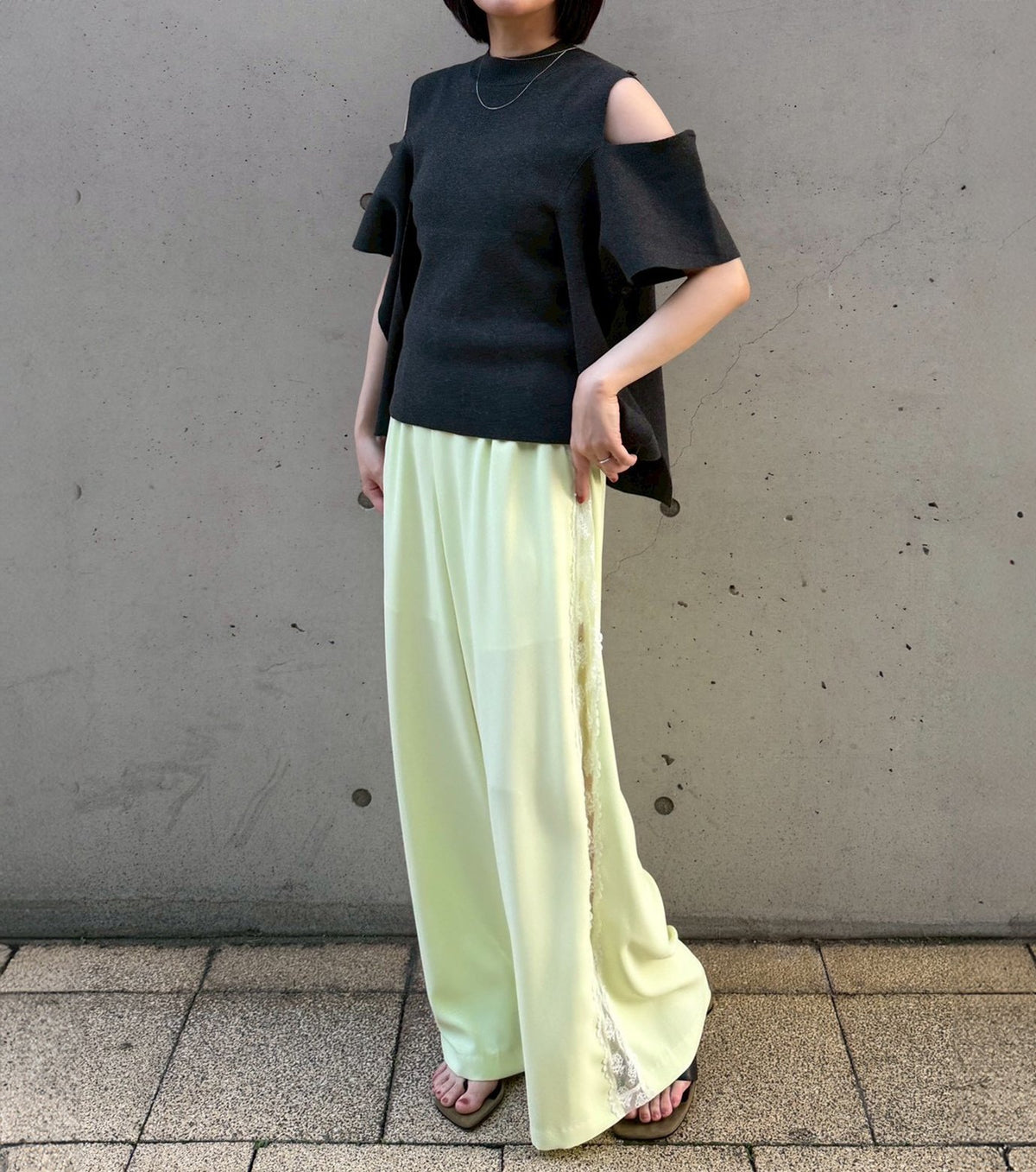 Side Lace-Trim Jogger Pants