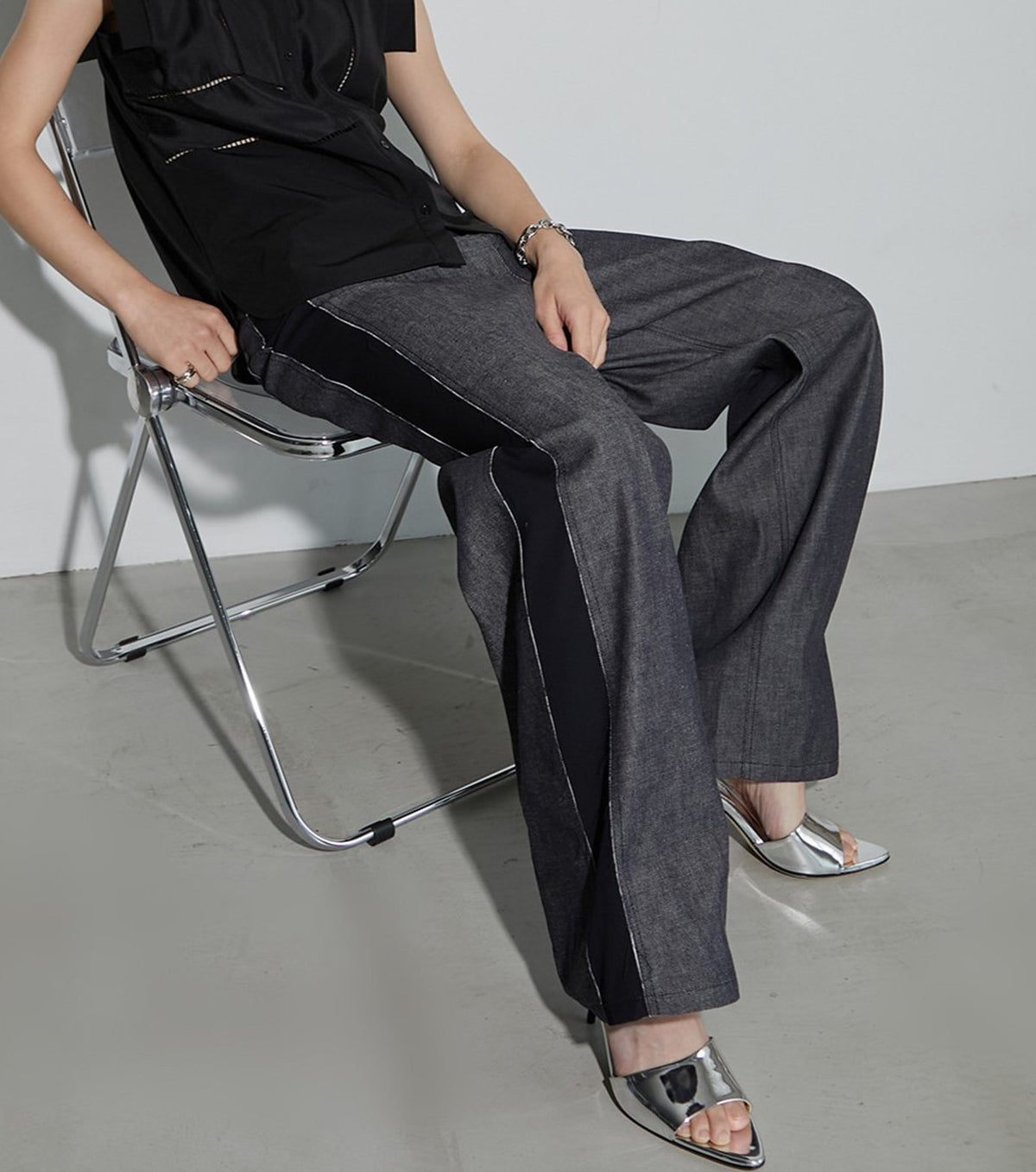 Raw Denim Side Panel Pants