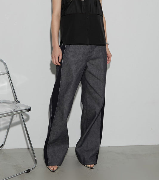 Raw Denim Side Panel Pants