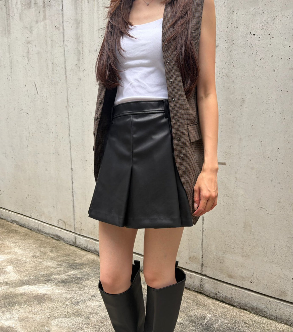 Faux Leather Tucked Shorts