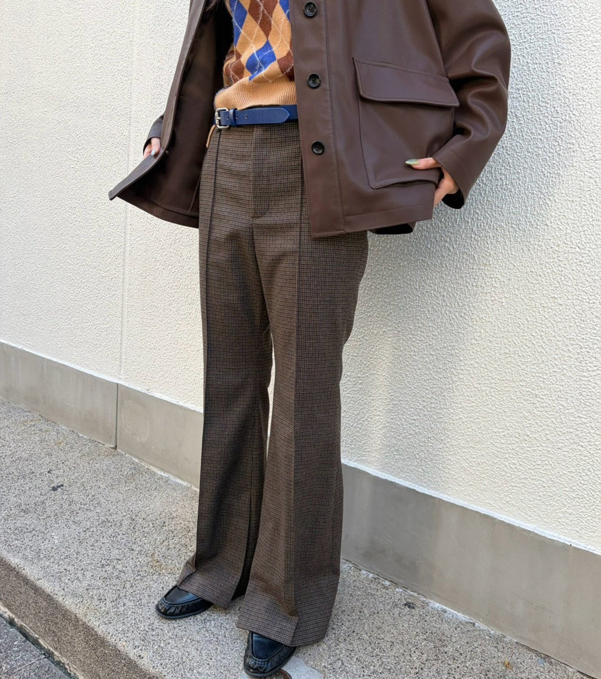 Gunclub Check Button Hem Trousers