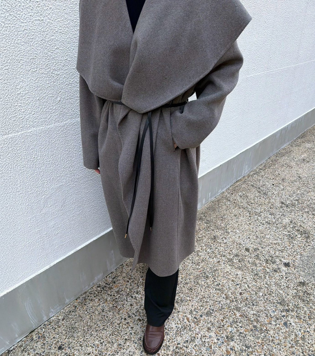 Draped Shawl Collar Coat