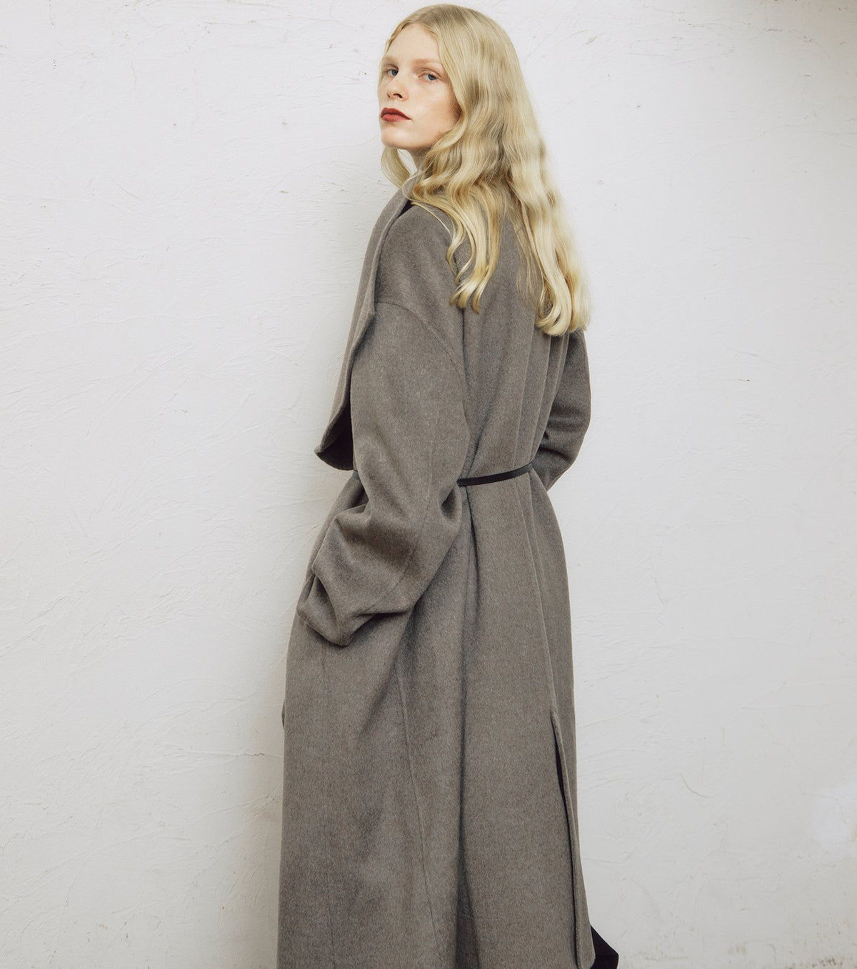 Draped Shawl Collar Coat