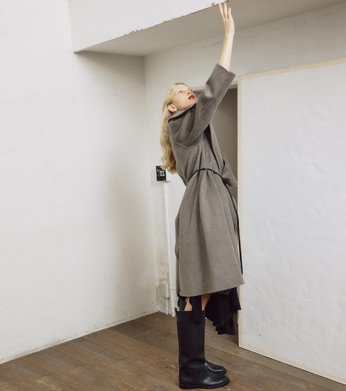Draped Shawl Collar Coat