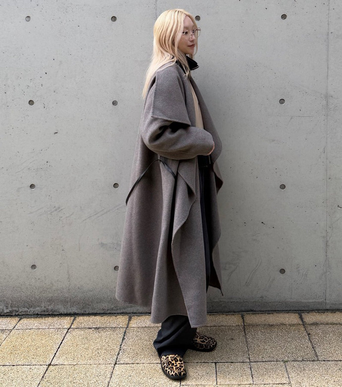 Draped Shawl Collar Coat