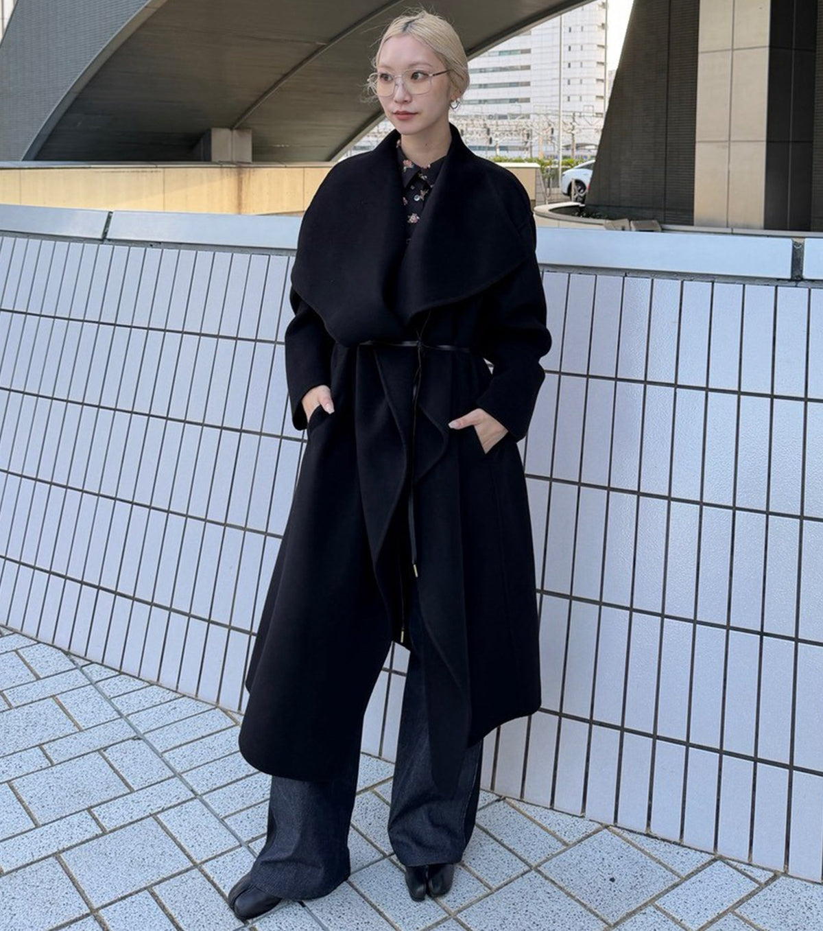 Draped Shawl Collar Coat