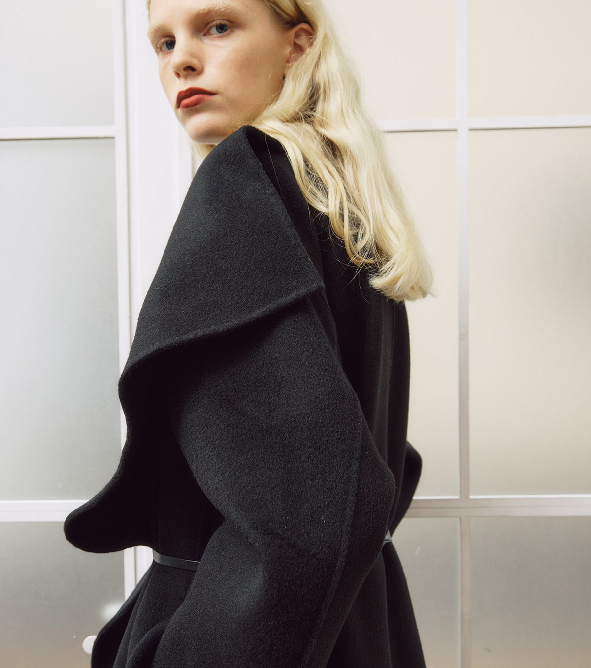 Draped Shawl Collar Coat