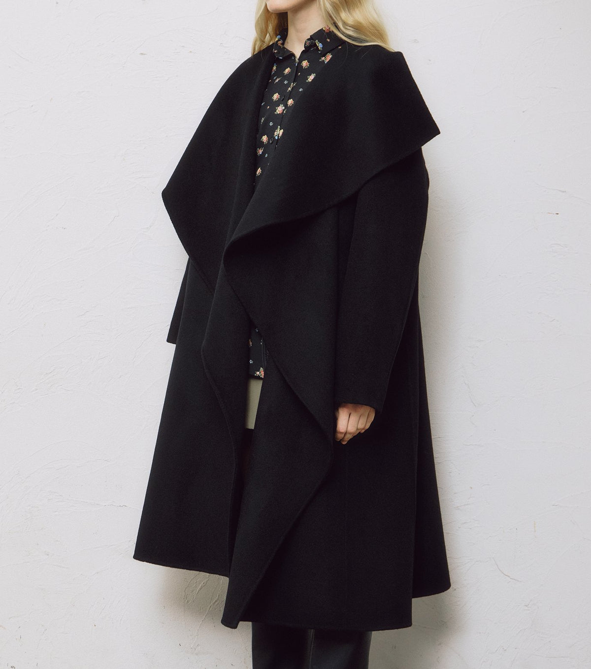 Draped Shawl Collar Coat