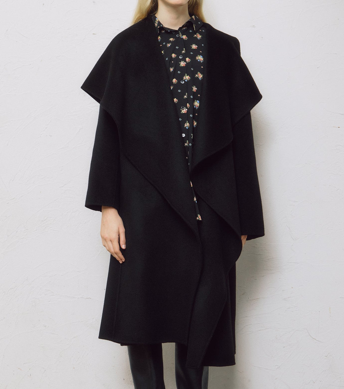 Draped Shawl Collar Coat