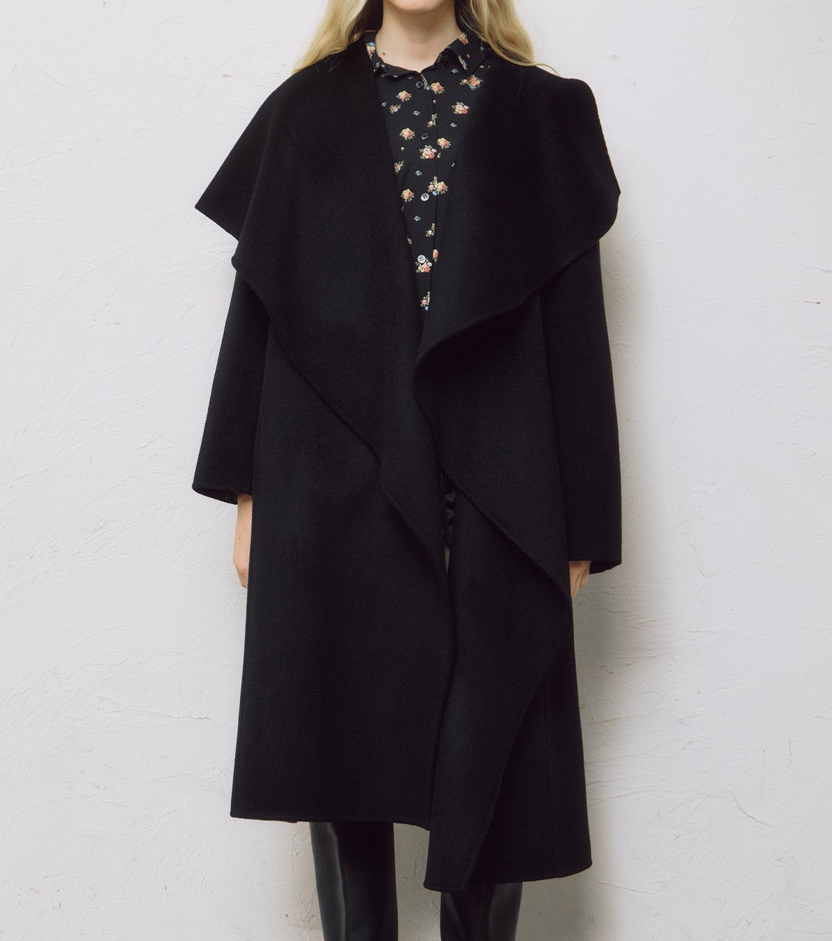 Draped Shawl Collar Coat