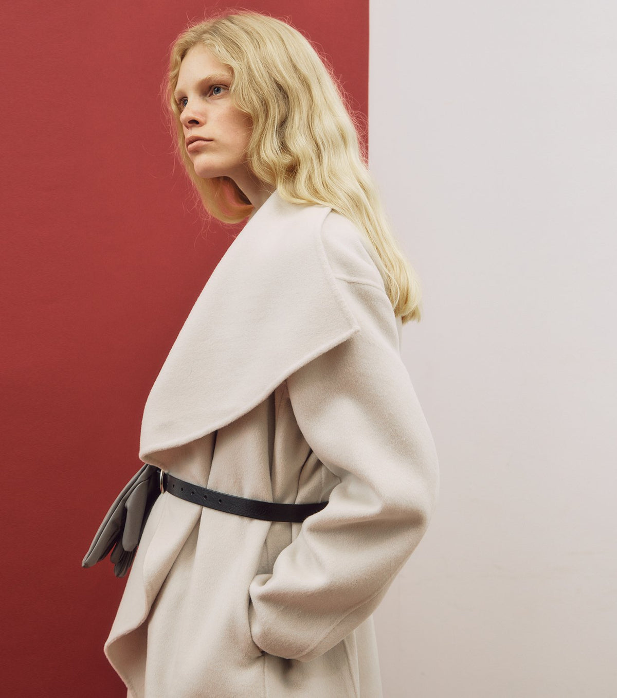 Draped Shawl Collar Coat