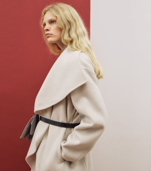 Draped Shawl Collar Coat