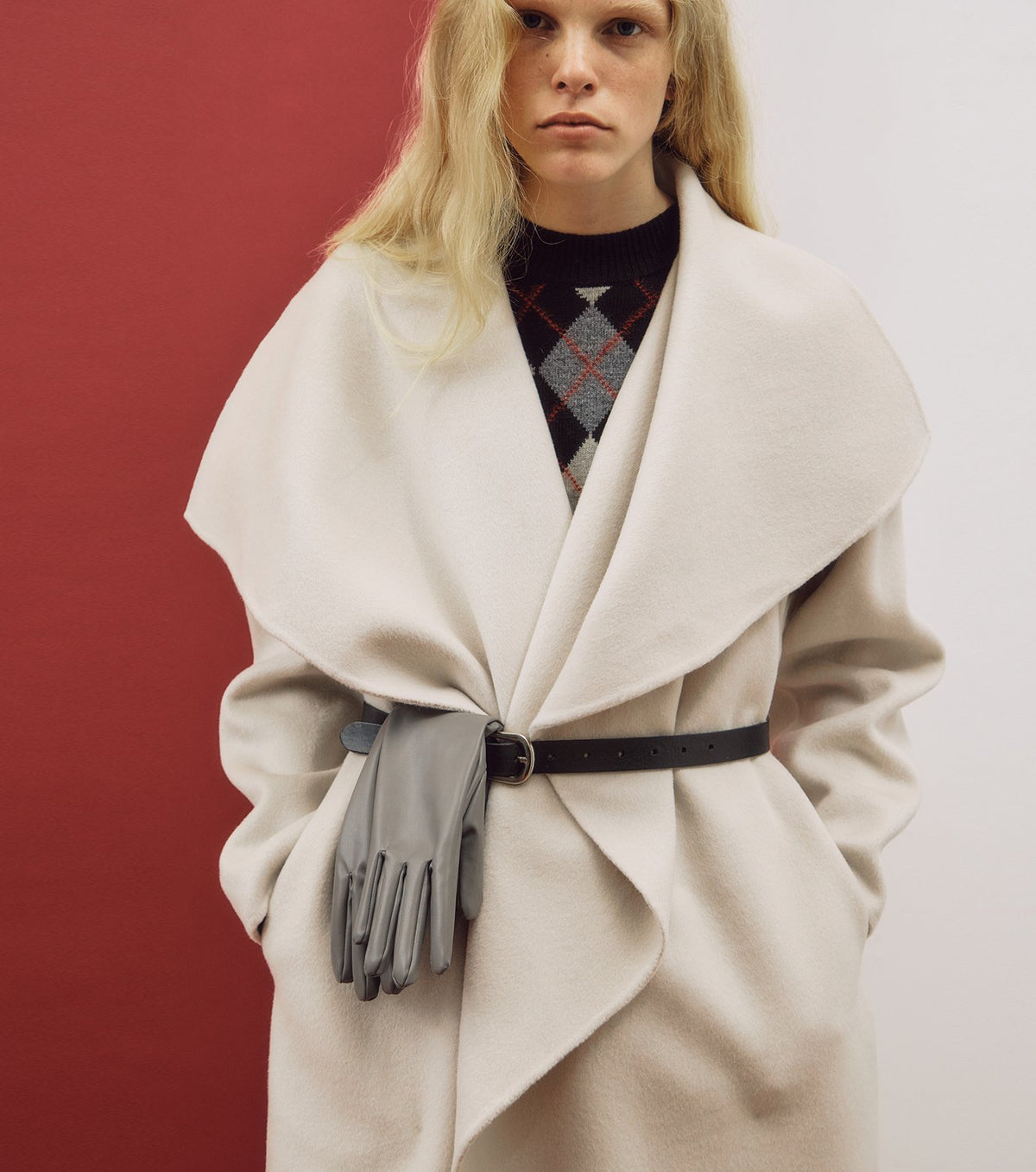 Draped Shawl Collar Coat