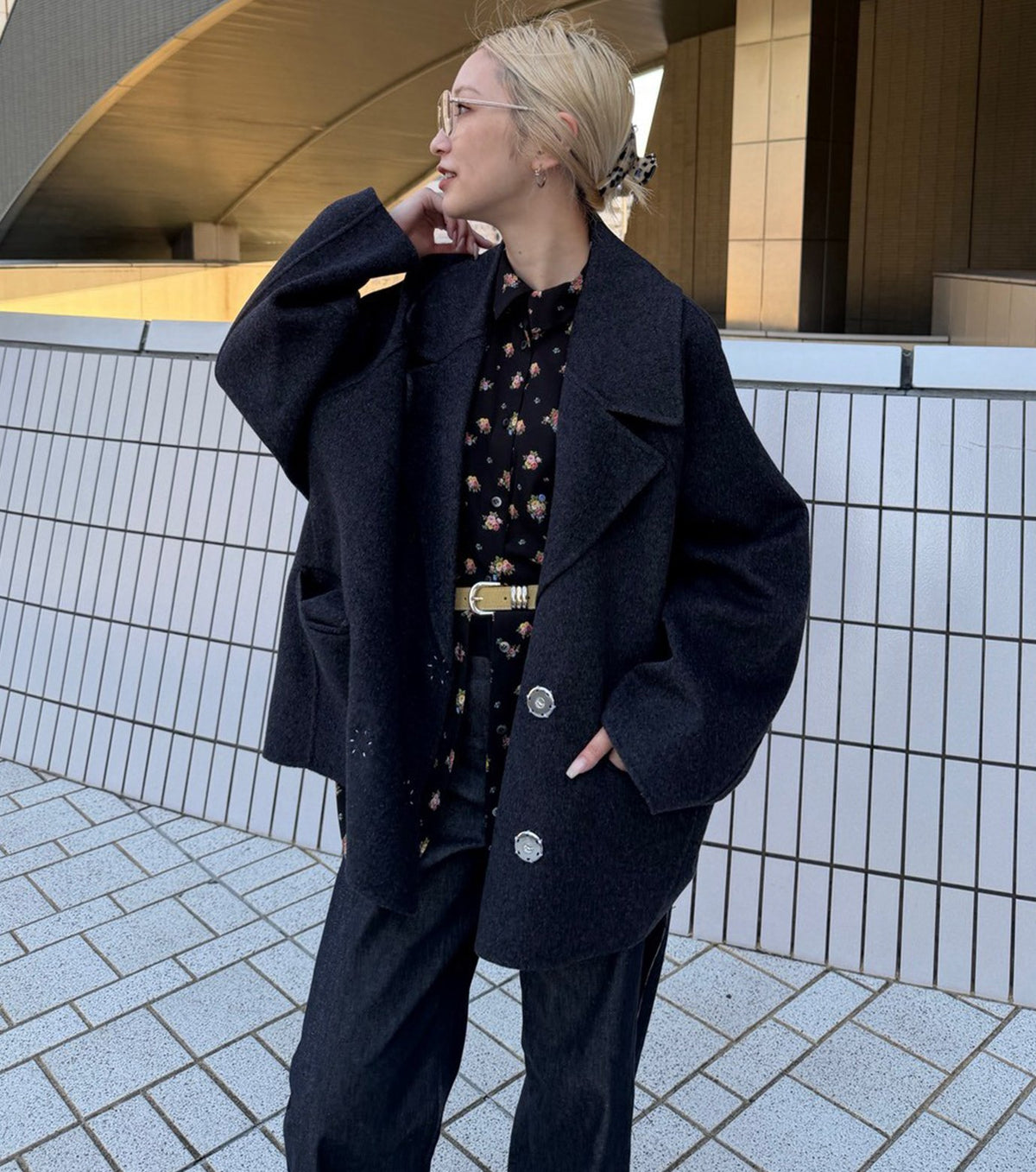 Double-Face Cropped Peacoat