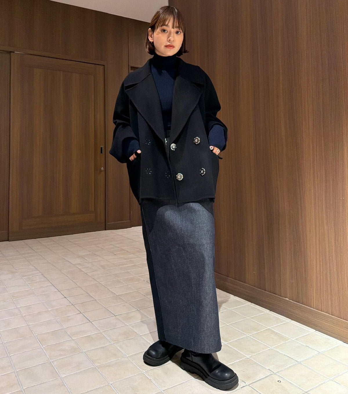 Double-Face Cropped Peacoat