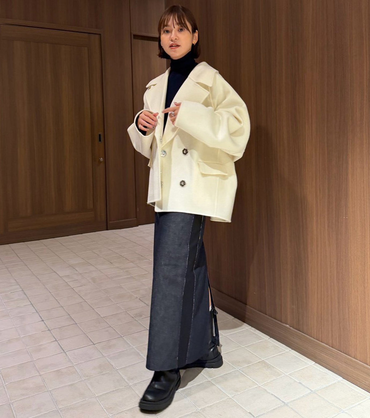Double-Face Cropped Peacoat