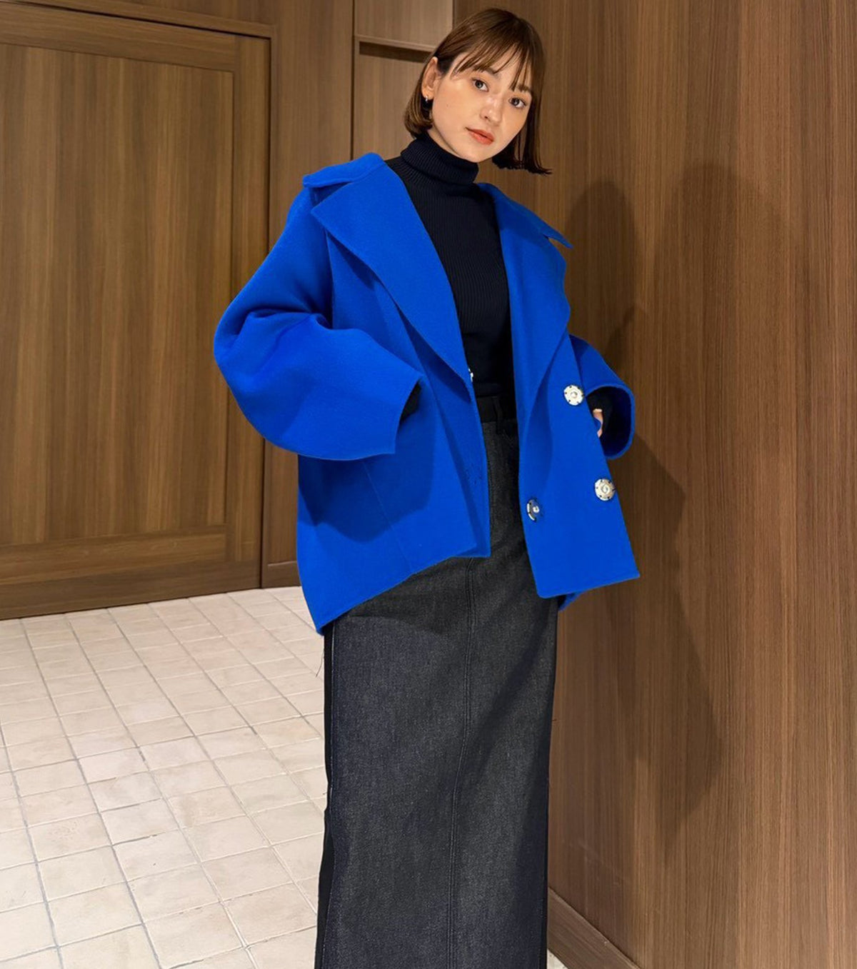 Double-Face Cropped Peacoat