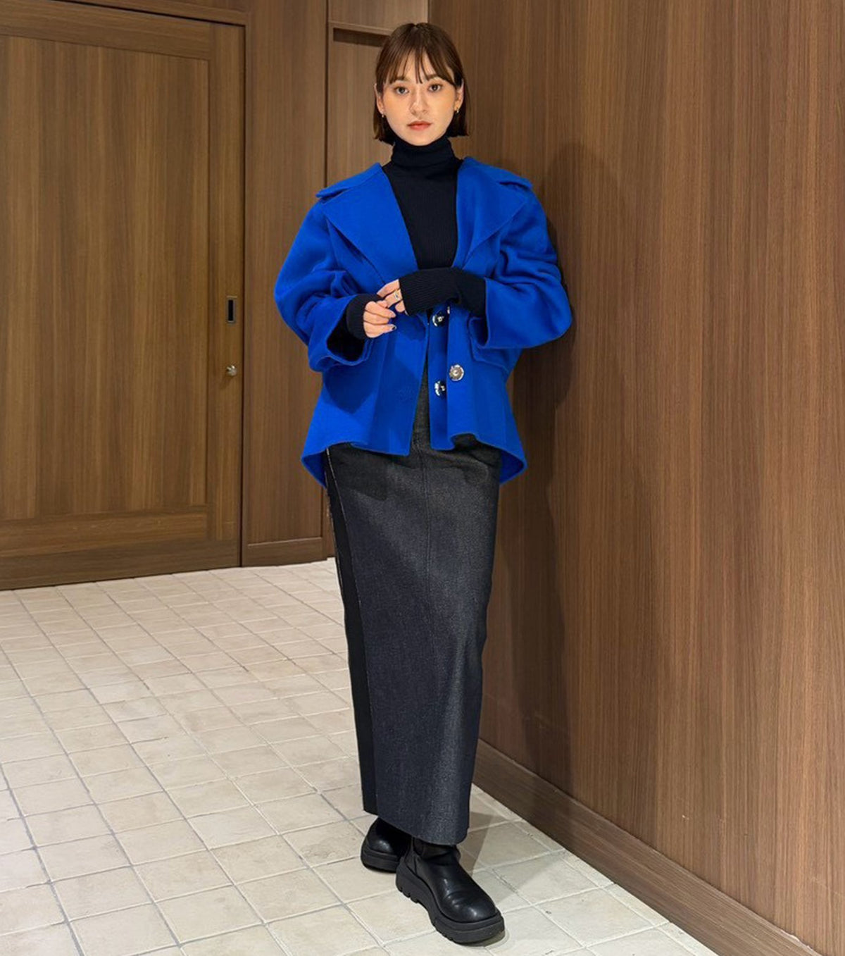 Double-Face Cropped Peacoat