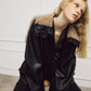 Faux Leather Shearling Collar Jacket
