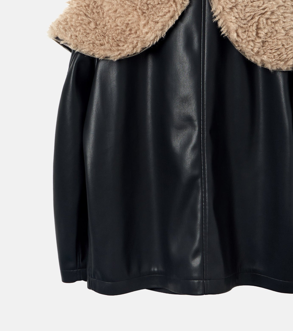 Faux Leather Shearling Collar Jacket