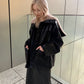 Faux Leather Shearling Collar Jacket