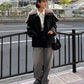 Faux Leather Shearling Collar Jacket