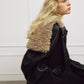 Faux Leather Shearling Collar Jacket
